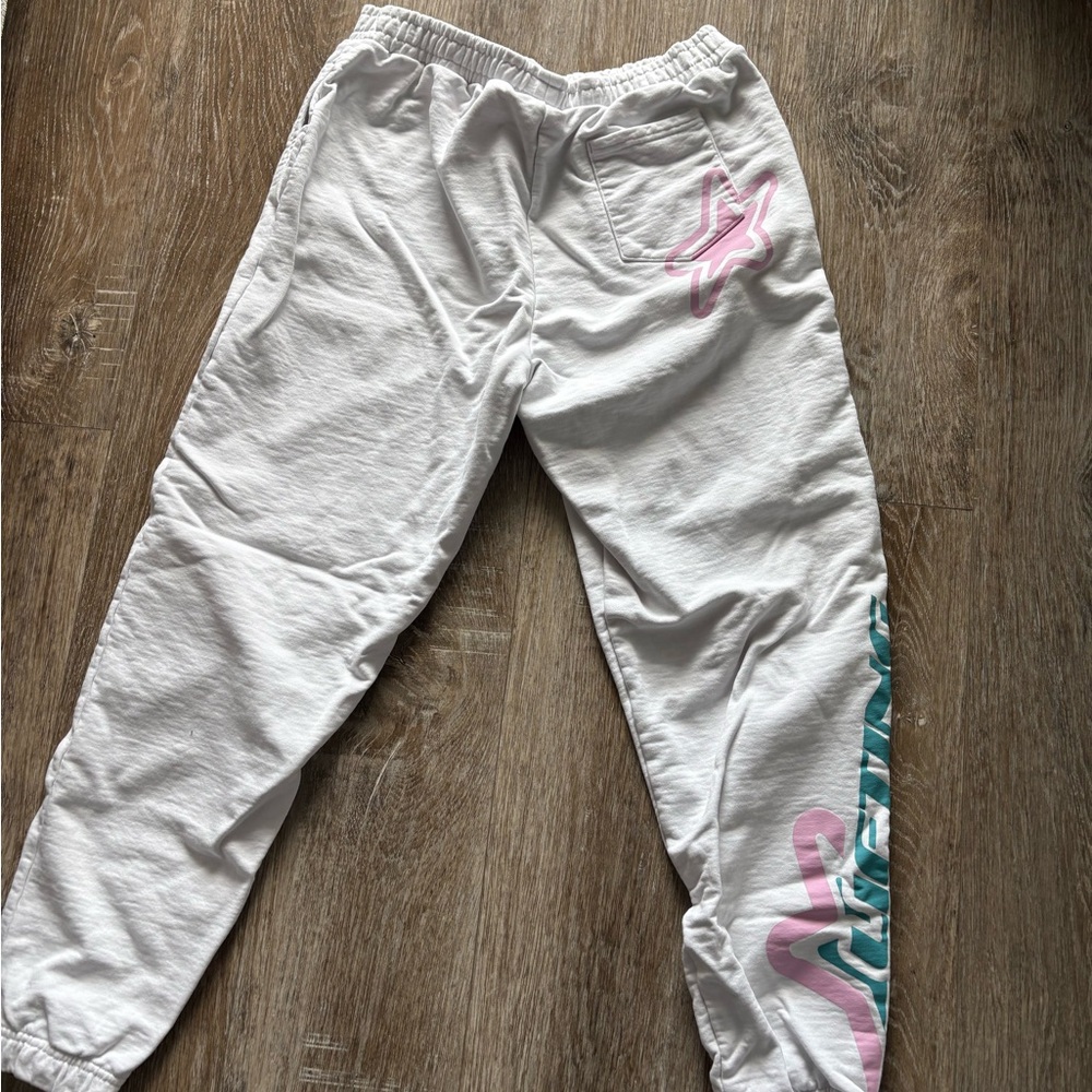 gymshark White Joggers with Pink and Blue Accents
